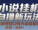 小说自撸新玩法 — 亲测单窗口每天能搞 20-50+，支持矩阵化批量操作【揭秘】