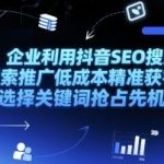 企业利用抖音SEO搜索推广低成本精准获客，选择关键词抢占先机