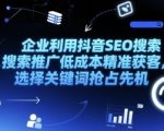 企业利用抖音SEO搜索推广低成本精准获客，选择关键词抢占先机