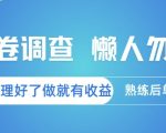 问卷调查，懒人勿扰，问卷都整理好了单价不等，做就有收益，熟练后单日3张【揭秘】