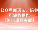 AI+公众号新玩法之培养型，可矩阵操作【附带项目教程】