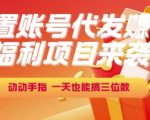 福利项目来袭，闲置账号代发挣钱，动动手指，一天也能搞三位数【揭秘】