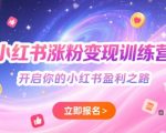 小红书涨粉变现训练营，开启你的小红书盈利之路