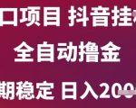 风口项目，六月最新玩法抖音无人挂G，全自动撸金，长期稳定 日入2k+【揭秘】