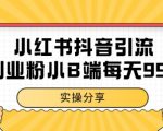 小红书抖音创业粉，小B端粉自热，日引99+的一个玩法【揭秘】