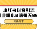 小红书抖音创业粉，小B端粉自热 日引99+的一个玩法【揭秘】