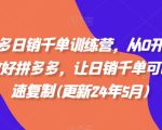 拼多多日销千单训练营，从0开始带你做好拼多多，让日销千单可以快速复制(更新25年6月)
