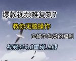 视频号4.0重磅上线，爆款视频难复刻？教你无脑操作宝妈学生党的福利【揭秘】