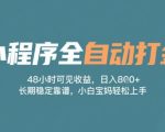 小程序全自动打金，48小时可见收益，日入多张，长期稳定靠谱，小白宝妈轻松上手【揭秘】