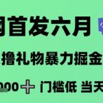 全网首发六月，无人撸礼物暴力掘金项目，日入1K+门槛低，当天拿结果，小白可玩【揭秘】