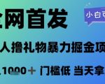 全网首发，无人直播撸礼物暴力掘金项目，小白可玩，日入1k+ 门槛低，当天拿结果【揭秘】