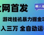 全网首发，游戏挂G暴力掘金项目，懒人福音全自动运行，月入1W+【揭秘】