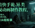抖音快手诡异类悬疑动画制作教程，流量非常大，可过伙伴计划，每天1k轻松拿