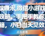 玩游戏挣米，微信小游戏刷广告全攻略，手把手教你变现秘籍，小白当天见效