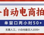 全自动电商拍手，单窗口两小时50+，无需人工，小白也能日入1k+【揭秘】