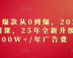 2025年爆款从0到爆，2025淘系精品系列课，25年全新升级版：1000W+1年广告费