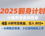 2025小程序全自动掘金，48 小时可见收益，日入8张，长期稳定靠谱，小白宝妈轻松上手【揭秘】