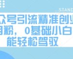 公众号引流精准创业项目粉，0基础小白都能轻松驾驭