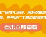 淘系运营推广标准化流程，​淘系改版后新品布局全流程，无界推广工具拆解高阶玩法