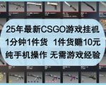 25年最新CSGO游戏挂G，1分钟1件货，1件货挣10元，纯手机操作，无需游戏经验【揭秘】