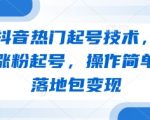 最新抖音热门起号技术，独家教学涨粉起号，操作简单，包落地包变现