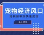 宠物赛道快速变现精品课，宠物经济风口，短视频带货快速变现