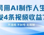 用AI做人生感悟视频，4条视频当天收益782