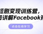 海外短剧变现训练营，从0-1全面讲解Facebook短剧